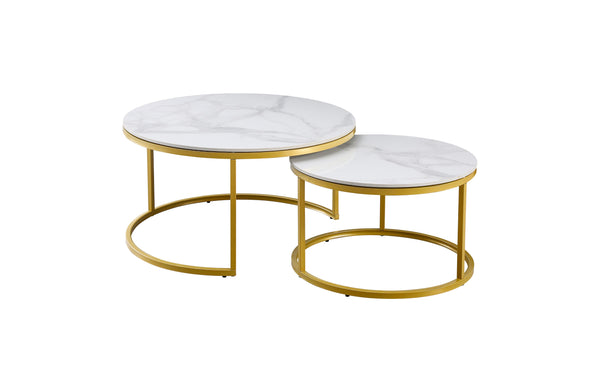 Romana Nesting Coffee Table Set - Black / Champagne Frame - 2 Sizes Available