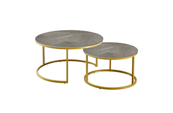 Romana Nesting Coffee Table Set - Black / Champagne Frame - 2 Sizes Available