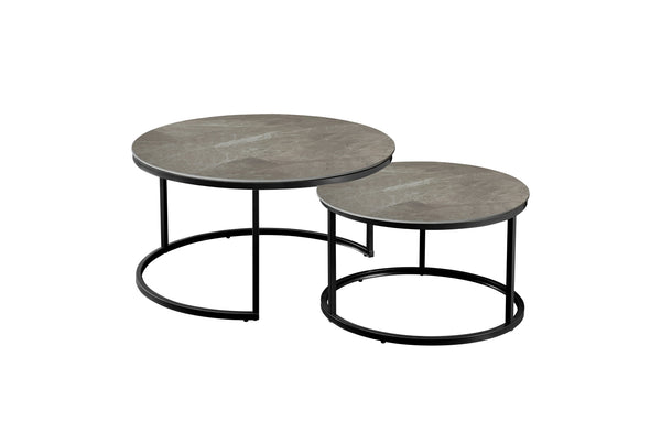 Romana Nesting Coffee Table Set - Black / Champagne Frame - 2 Sizes Available