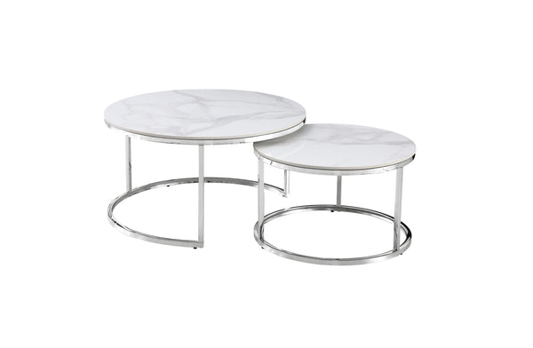Layla Nesting Coffee Table Set - Silver / Gold Frame - 2 Sizes Available