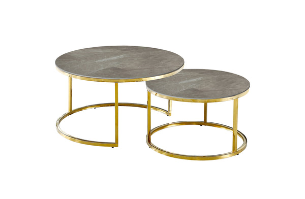 Layla Nesting Coffee Table Set - Silver / Gold Frame - 2 Sizes Available