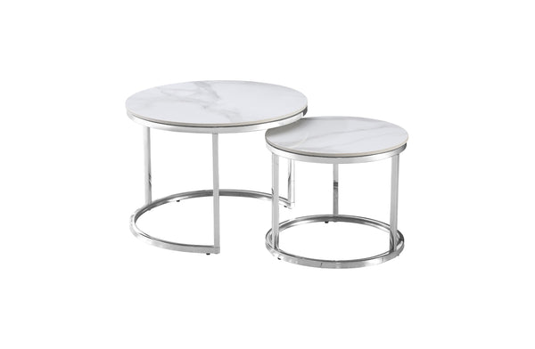 Layla Nesting Coffee Table Set - Silver / Gold Frame - 2 Sizes Available