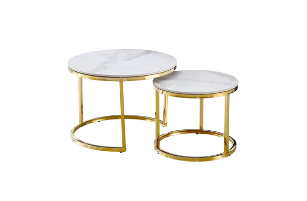 Layla Nesting Coffee Table Set - Silver / Gold Frame - 2 Sizes Available