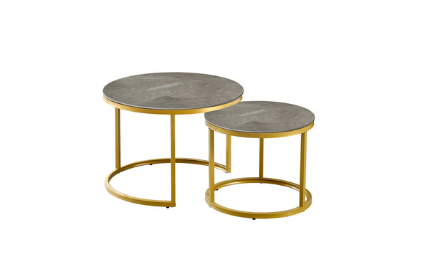 Romana Nesting Coffee Table Set - Black / Champagne Frame - 2 Sizes Available