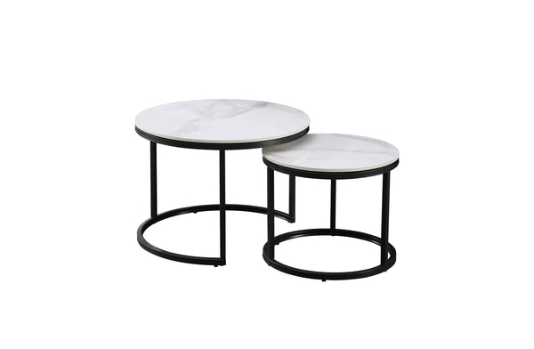 Romana Nesting Coffee Table Set - Black / Champagne Frame - 2 Sizes Available