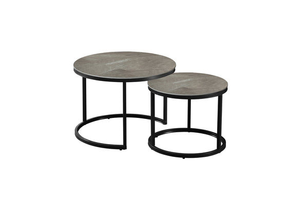 Romana Nesting Coffee Table Set - Black / Champagne Frame - 2 Sizes Available