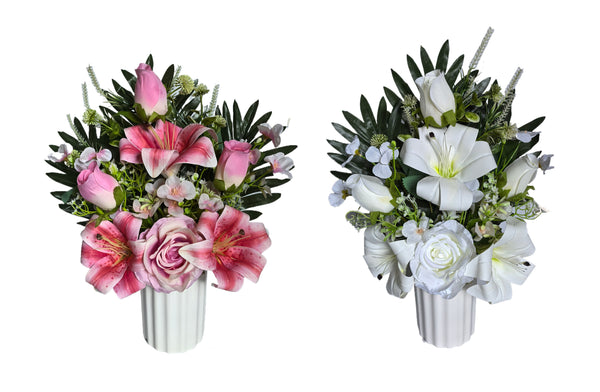 Lily Rose Pot Flower Arrangement - 2 Colours Available