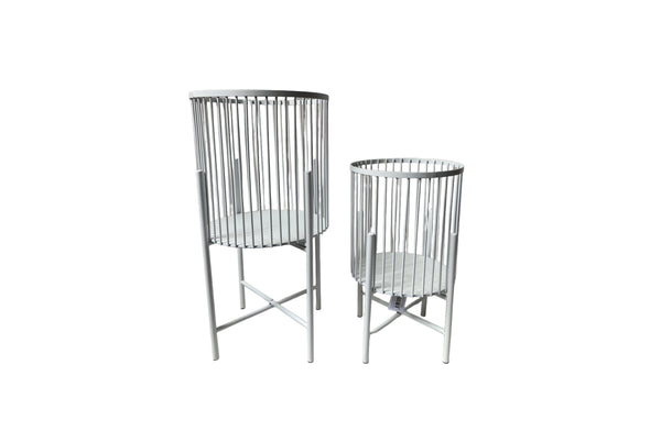 Elegant Logan planter set of two in crisp white finish for contemporary indoor or outdoor style.