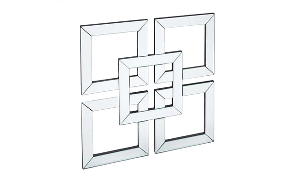 Maddison Square mirror front view with four interlocked beveled frames in modern square design.