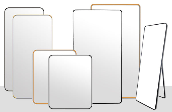 Metal Rectangle Mirrors Range - Black / Gold - 4 Sizes Available