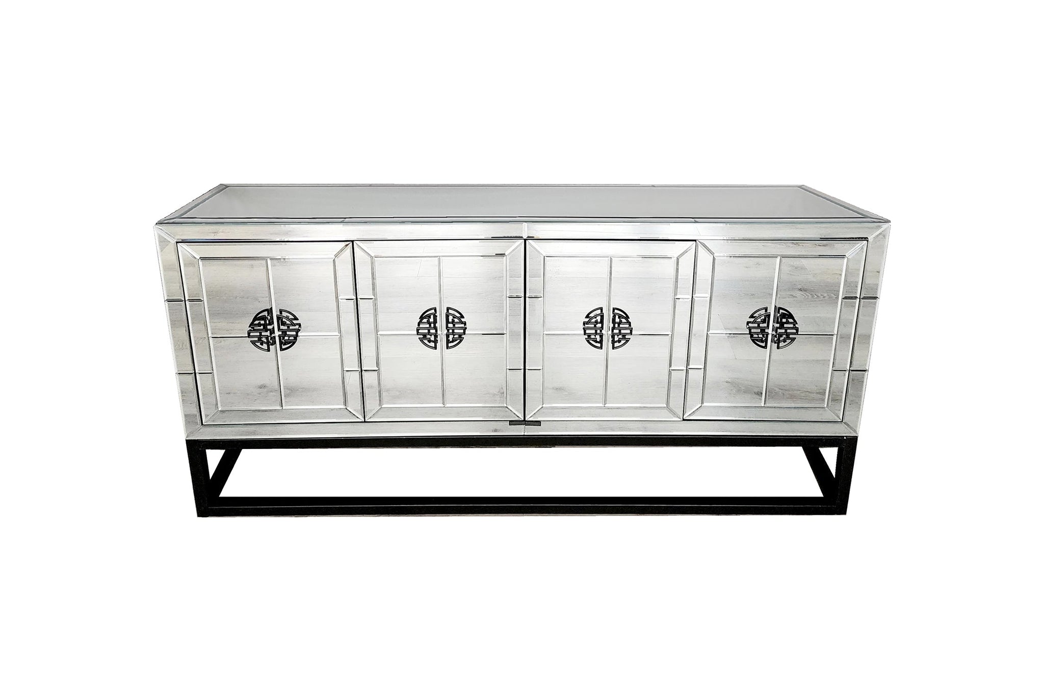 Athens Mirrored Buffet / Side Board Table - Black