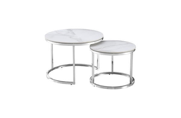 Layla Nesting Coffee Table Set - Silver / Gold Frame - 2 Sizes Available