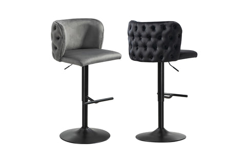 Lara Tufted Height Adjustable Swivel Bar Stools with Footrest - 2 Colours Available