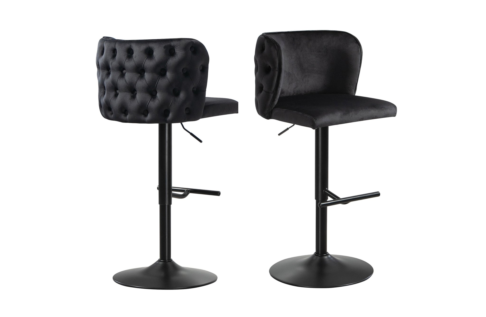 Lara Tufted Height Adjustable Swivel Bar Stools with Footrest - 2 Colours Available