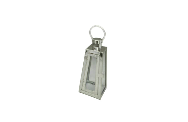 Decorative Pyramid Lanterns – Shiny Gold & Silver Candle Holders, Set of 3 (Large, Medium, Small)