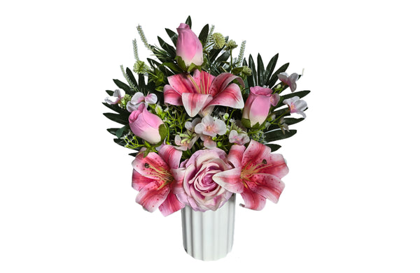 Lily Rose Pot Flower Arrangement - 2 Colours Available
