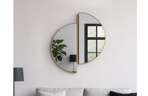 Half Moon Metal Mirror - Black / Gold - 2 Sizes Available
