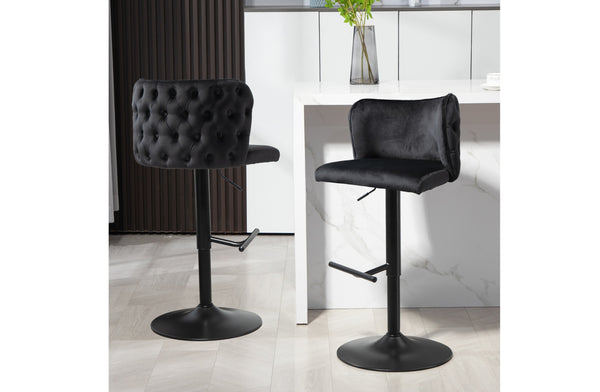 Lara Tufted Height Adjustable Swivel Bar Stools with Footrest - 2 Colours Available