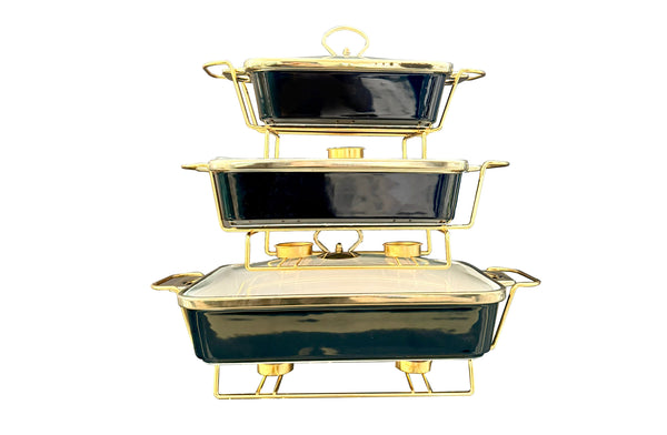 Luxury Chafing Dish with Lid & Rack Food Warmer – 3 Sizes & 2 Colours Available