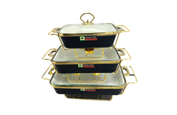 Luxury Chafing Dish with Lid & Rack Food Warmer – 3 Sizes & 2 Colours Available