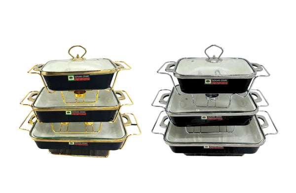 Luxury Chafing Dish with Lid & Rack Food Warmer – 3 Sizes & 2 Colours Available