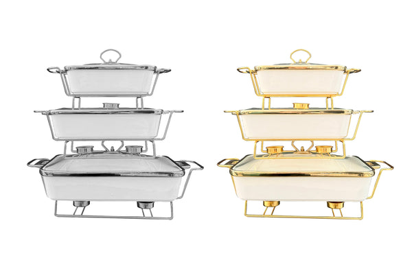 Luxury Chafing Dish with Lid & Rack Food Warmer – 3 Sizes & 2 Colours Available