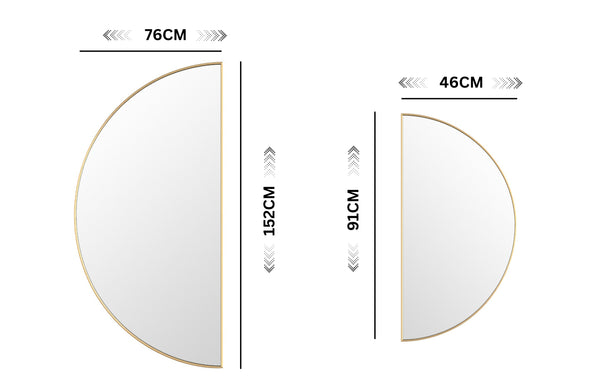 Half Moon Metal Mirror - Black / Gold - 2 Sizes Available