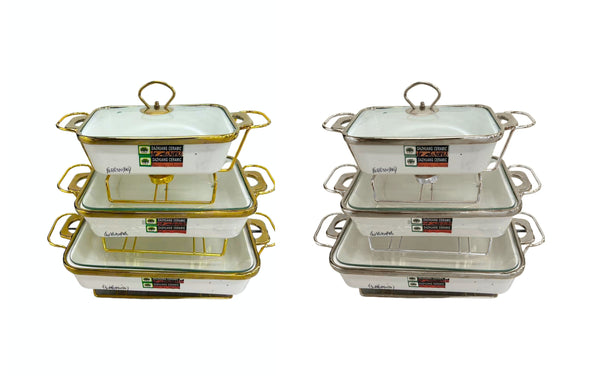 Luxury Chafing Dish with Lid & Rack Food Warmer – 3 Sizes & 2 Colours Available