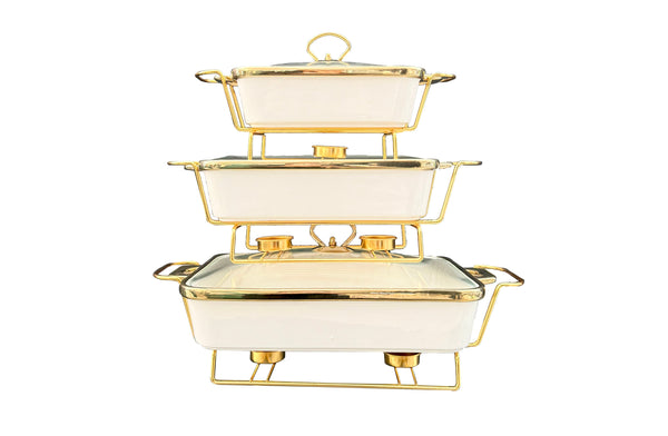 Luxury Chafing Dish with Lid & Rack Food Warmer – 3 Sizes & 2 Colours Available