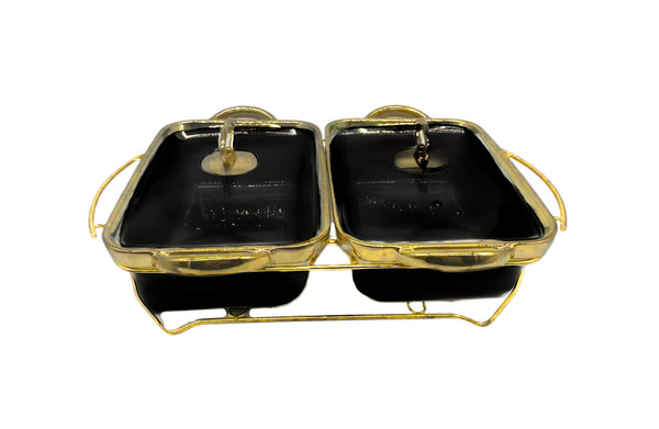 Twin Set Luxury Chafing Dish with Lid & Rack Food Warmer – 2 Colours Available