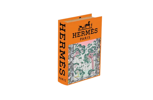 Herm Orange Designer Faux Décor Table Book Box -3 Size Available