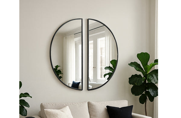 Half Moon Metal Mirror - Black / Gold - 2 Sizes Available