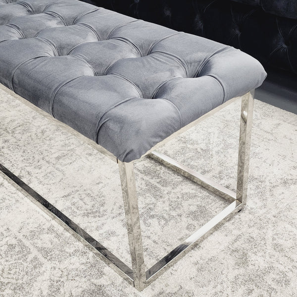 Holly Ottoman Silver Frame - 6 Colours Available