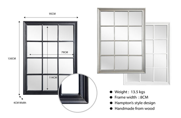 Hampton's Window Style Mirrors Range - 4 Sizes Available