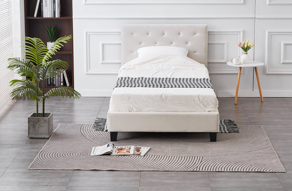 Winston Velvet Tufted Bed - Light Grey