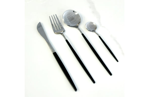 Keily Deluxe Cutlery Set – Black & Gold, Black & Silver (24-Piece Set)