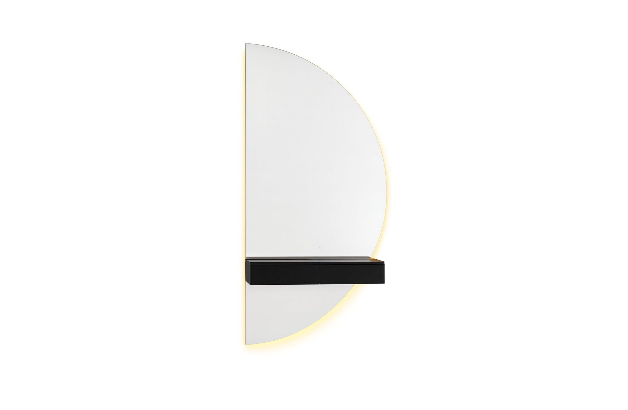 Half Moon LED Mirror with Shelf - Black