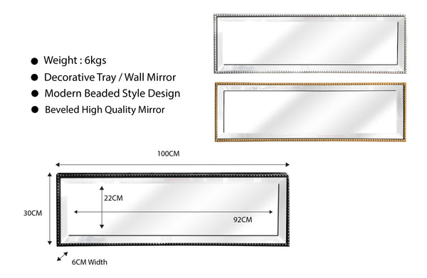 Beaded Mirror Tray Range - 2 Sizes Available