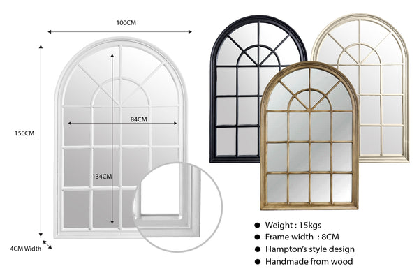 Hamptons Arch Window Style Mirrors Range - 4 Sizes Available