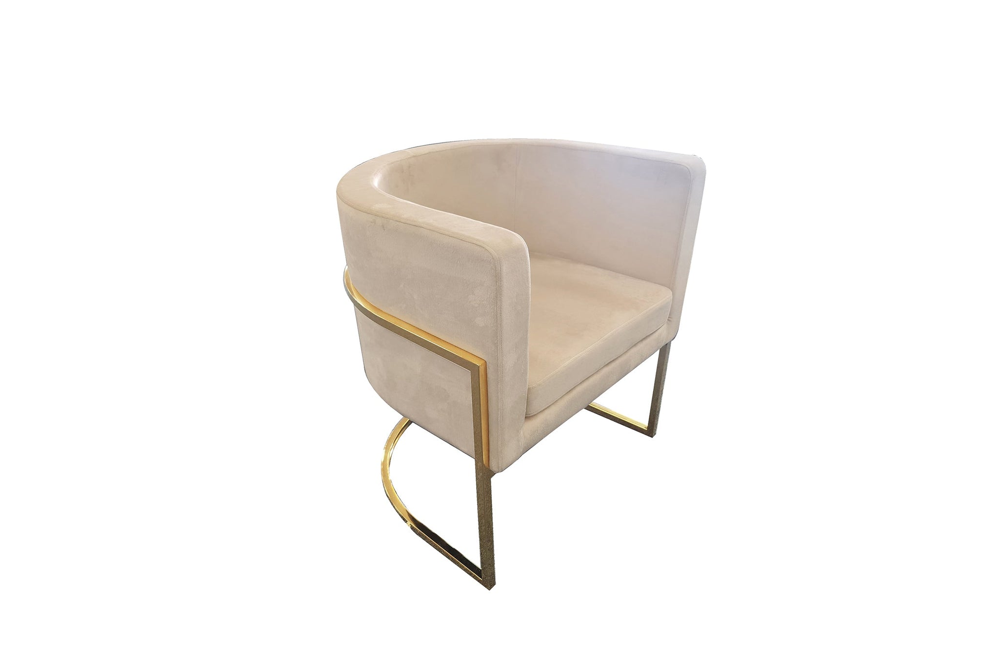 CLEARANCE - Tub Style Occasional Arm Chair  - Gold/Silver legs with Beige Seat (SYDNEY ONLY)