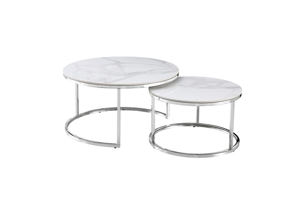 Layla Nesting Coffee Table Set - Silver / Gold Frame - 2 Sizes Available