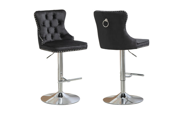 Set of 2 - Sahara Tufted Height Adjustable Swivel Bar Stools with Footrest - 2 Colours Available