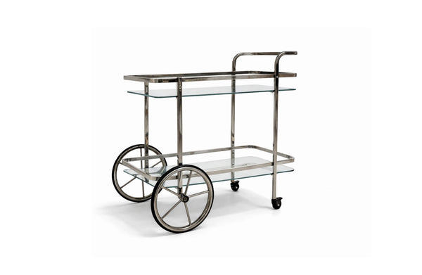 Glass Bar Cart Trolley With Cart Wheels - 3 Colours Available