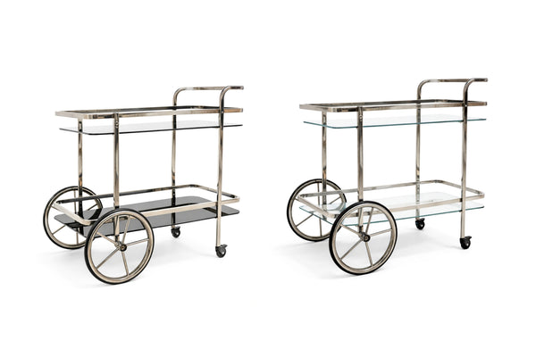 Glass Bar Cart Trolley With Cart Wheels - 3 Colours Available