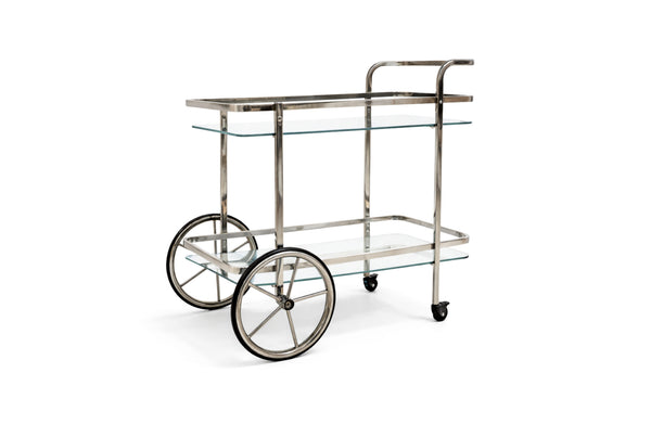 Glass Bar Cart Trolley With Cart Wheels - 3 Colours Available