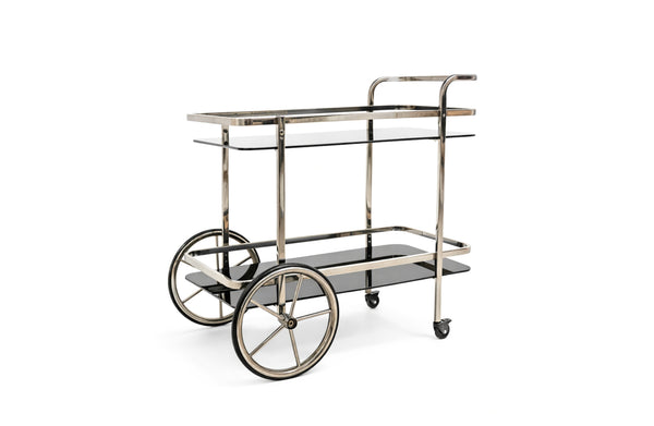 Glass Bar Cart Trolley With Cart Wheels - 3 Colours Available