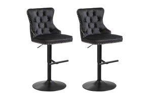Set of 2 - Sahara Tufted Height Adjustable Swivel Bar Stools with Footrest - 2 Colours Available