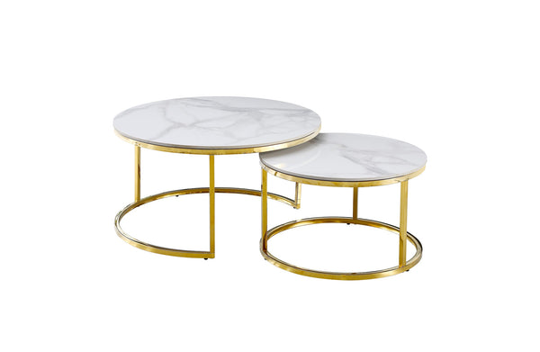 Layla Nesting Coffee Table Set - Silver / Gold Frame - 2 Sizes Available