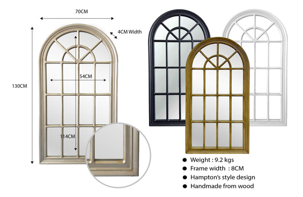 Hamptons Arch Window Style Mirrors Range - 4 Sizes Available