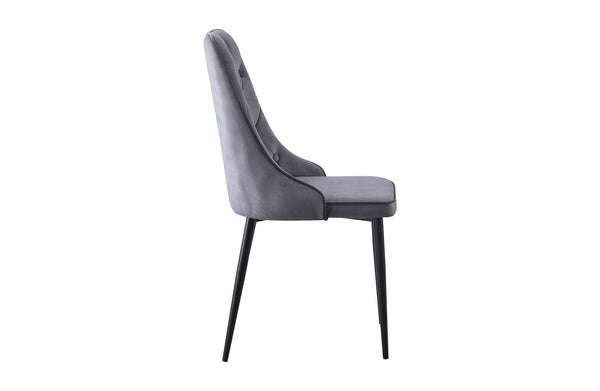 Button Tufted Dining Chair - Grey / Black legs